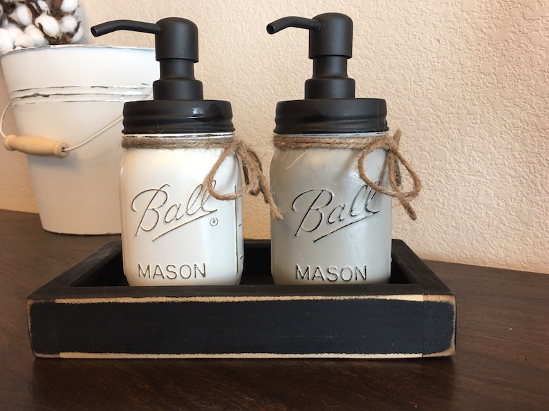 Soap and Lotion Dispenser Set, Rustic Kitchen Bronze, Farmhouse Mason Jar Kitchen Decor, Mason Jar Soap Dispenser, Dish soap and Lotion image 5