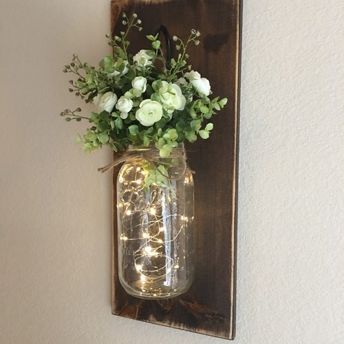 Large Rustic Sconce Mason Jar Wall Decor Rustic Home Decor Etsy