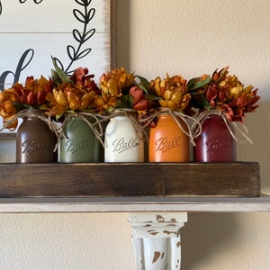 Rustic Fall Dining Room Table Centerpieces, Fall Kitchen Decor, Thanksgiving Centerpiece, Fall Mason Jar Centerpiece, Fall Table Decorations