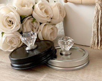 Decorative Knob Lids Bronze and Stainless for Wide Mouth Jars-JARS NOT INCLUDED