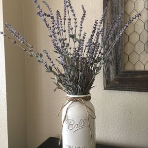 Half Gallon Mason Jar with Greenery, Lavander or Cotton Stems, Farmhouse Kitchen Decor, Rustic Entry Way Accent, Faemhouse Entryway Decor, image 7