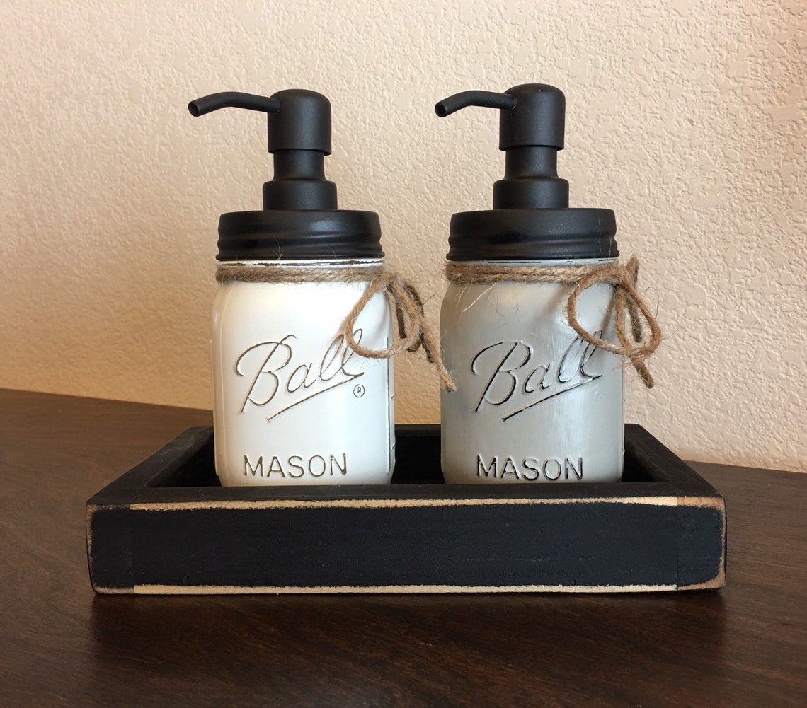Soap and Lotion Dispenser Set Rustic Kitchen Bronze Etsy
