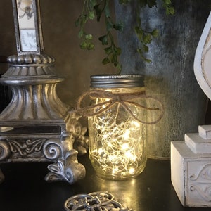 Mason Jar with Fairy Lights, Mason Jar Lantern, Mason Jars Lights, Garden Decor, Outdoor Wedding, Wedding Decor, Porch Decorations,Mason Jar image 1