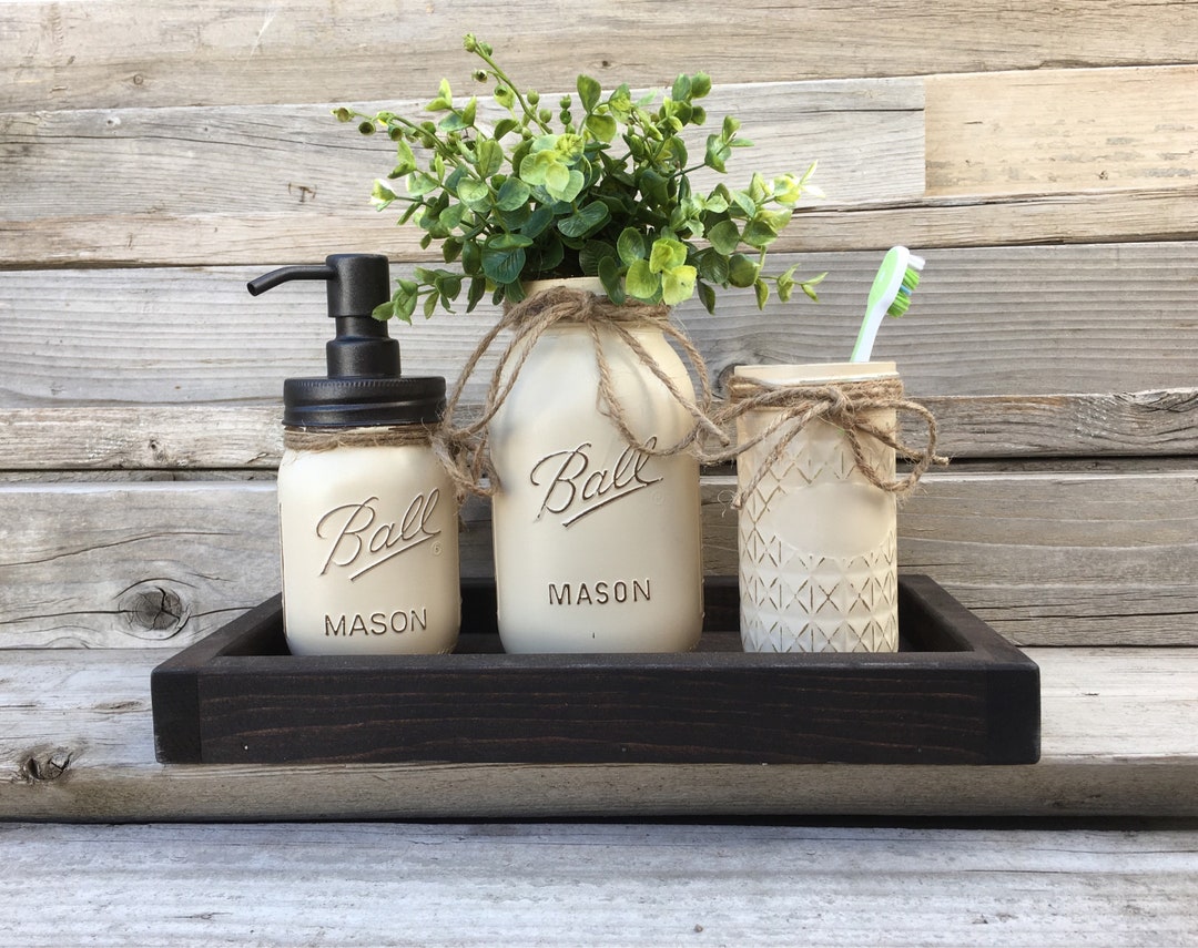 Rustic Bathroom Decor, Mason Jar Bathroom Set Bronze,bathroom Decor, Bathroom Decor,custom