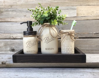 Rustic Bathroom Decor, Mason Jar Bathroom Set Bronze,Bathroom Decor, Bathroom Decor,Custom Bathroom Decor,Mason Jar Bathroom Decor