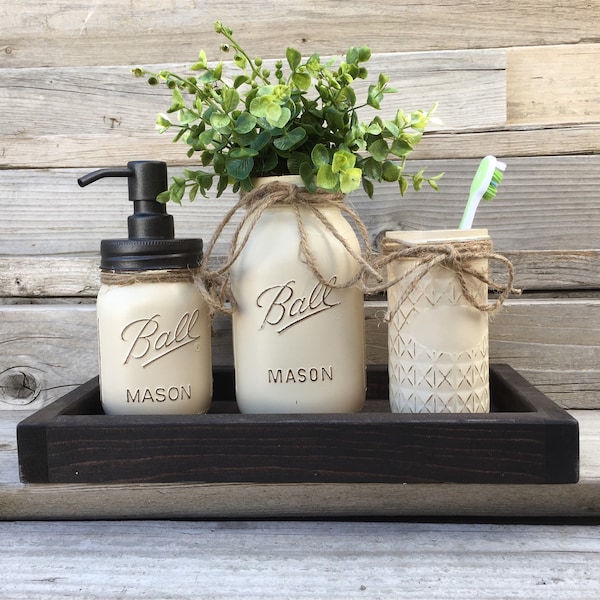 Rustic Bathroom Decor, Mason Jar Bathroom Set Bronze,Bathroom Decor, Bathroom Decor,Custom Bathroom Decor,Mason Jar Bathroom Decor