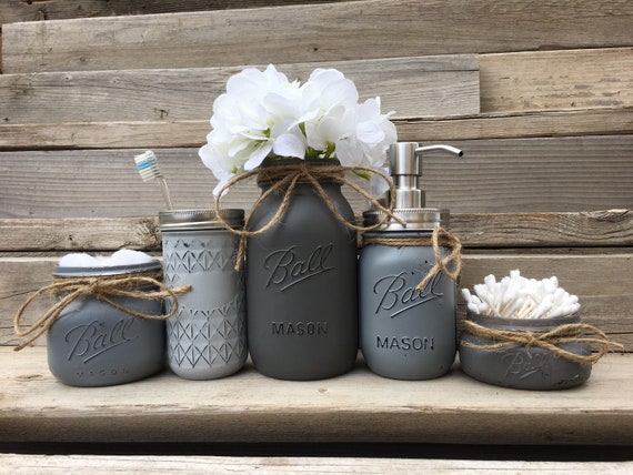 Mason Jar Bathroom Set Rustic Bathroom Decor Country Bathroom Etsy,How Much Does It Cost To Paint A House Interior