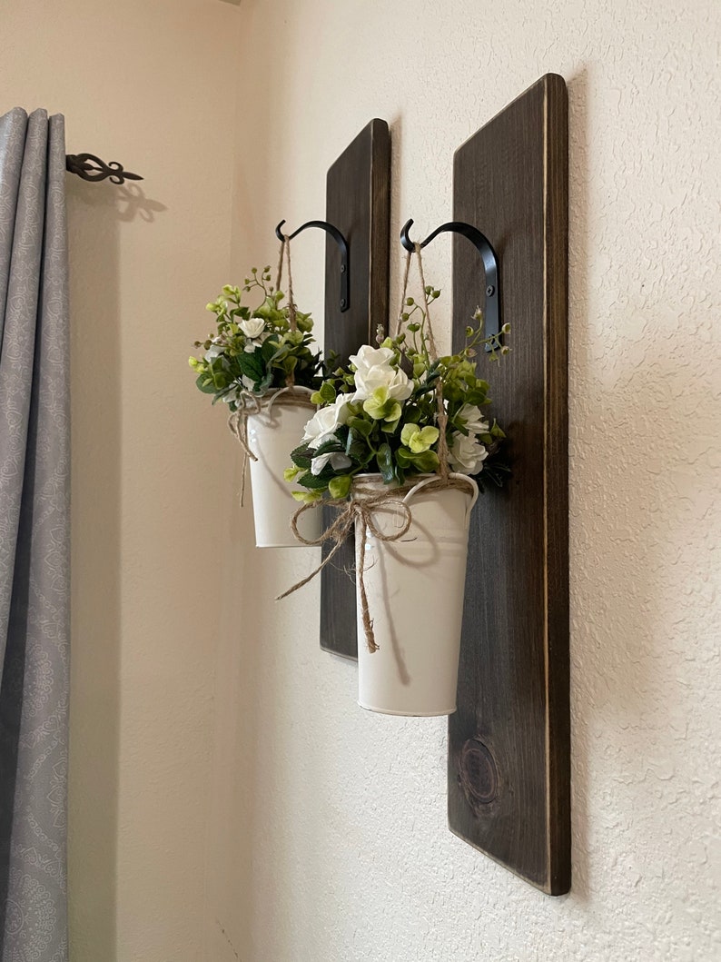 Hanging Wall Vase Planter With Greenery or Flowers Farmhouse Etsy