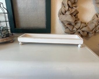 Rustic Wood Tray with Feet | Centerpiece Tray | Wood Bathroom Trays | Catch all Tray | Farmhouse Wood Tray | Riser Tray | Kitchen Tray