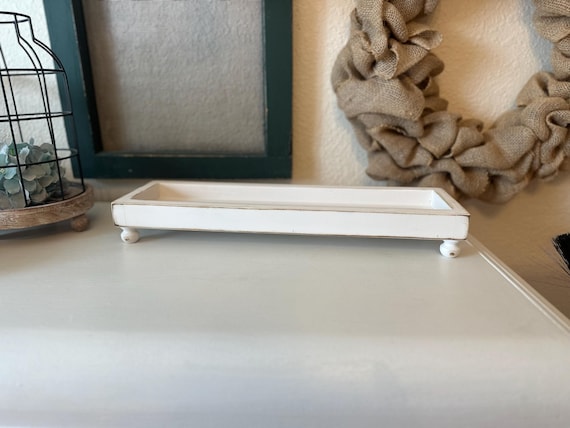Rustic Wood Tray with Feet | Centerpiece Tray | Wood Bathroom Trays | Catch all Tray | Farmhouse Wood Tray | Riser Tray | Kitchen Tray
