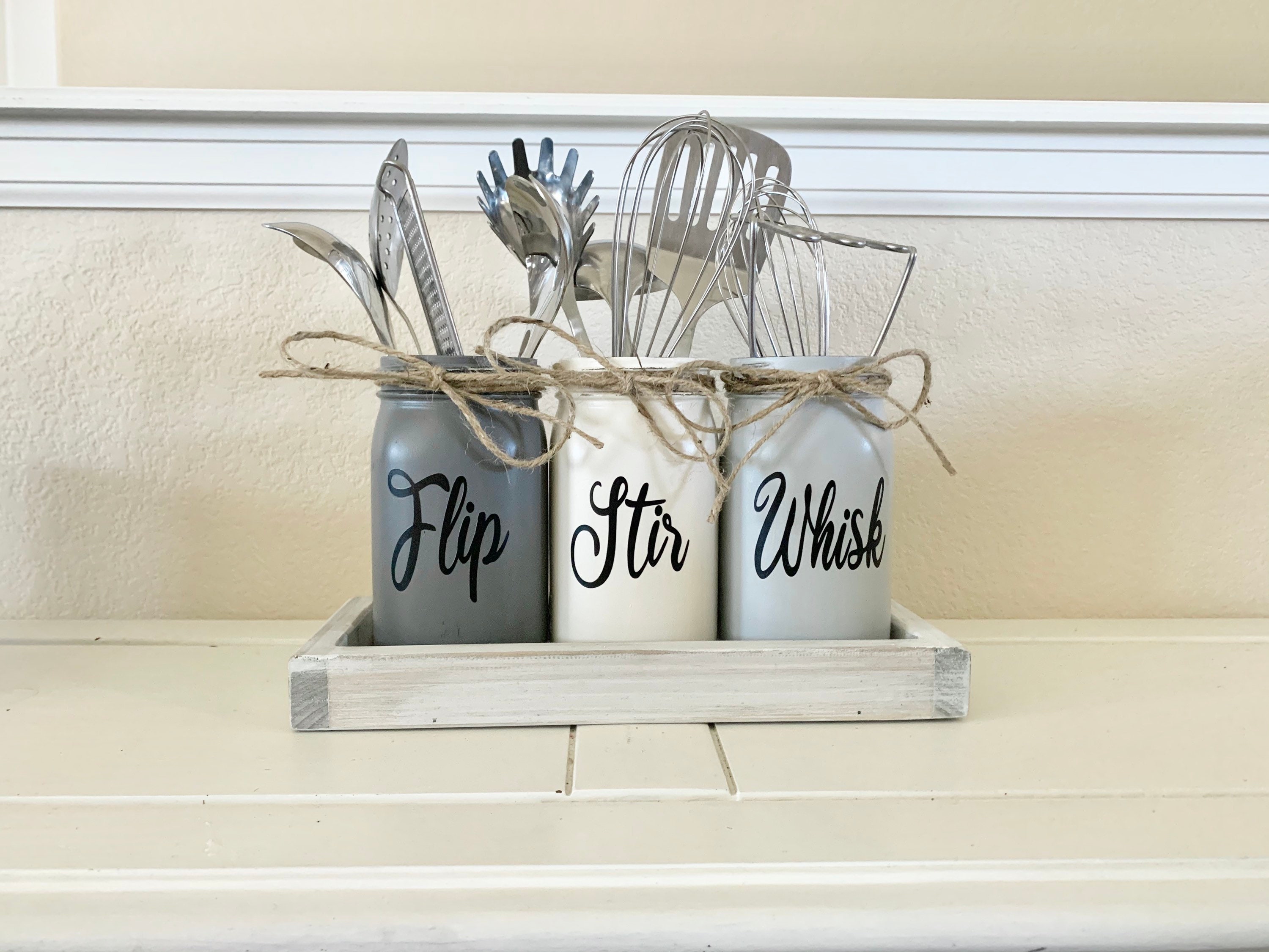Farmhouse Utensils Holder Flip Stir Whisk Kitchen Decor Etsy