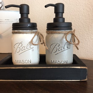 Soap and Lotion Dispenser Set, Rustic Kitchen Bronze, Farmhouse Mason Jar Kitchen Decor, Mason Jar Soap Dispenser, Dish soap and Lotion image 4