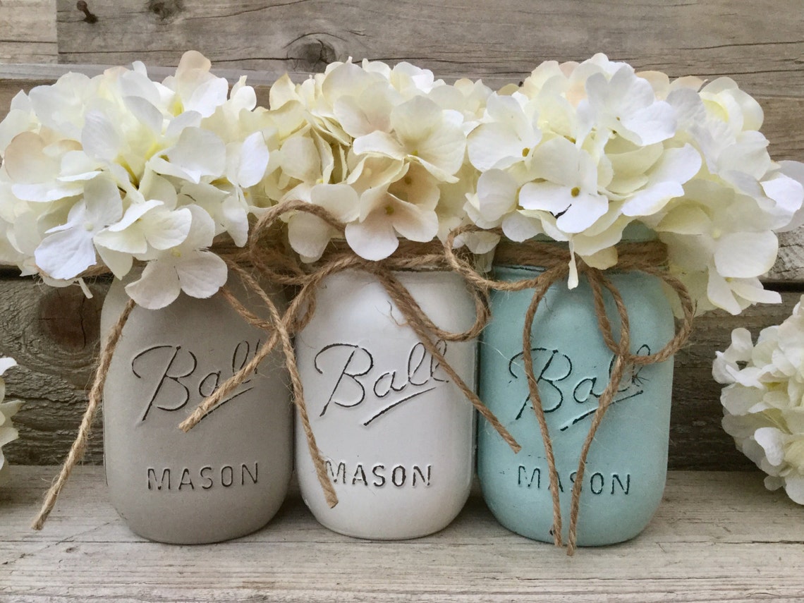 Painted Mason JarsRustic Mason Jar DecorVintage Farmhouse Etsy