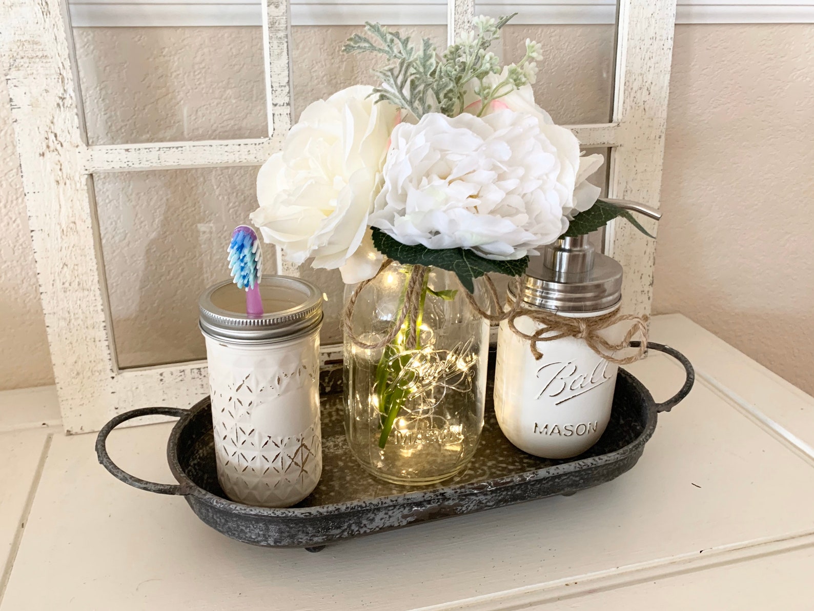 Rustic Bathroom Decor Mason Jar Bathroom Set Bronzebathroom - Etsy