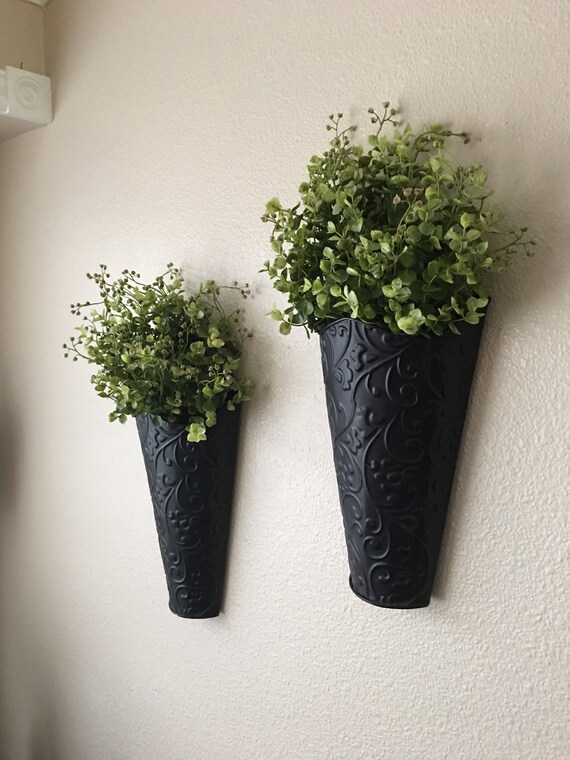 thumbnail image 2 of Jexine 2 Pcs Hanging Planters With Artificial Plants Metal Hanging Vase 2 of 14