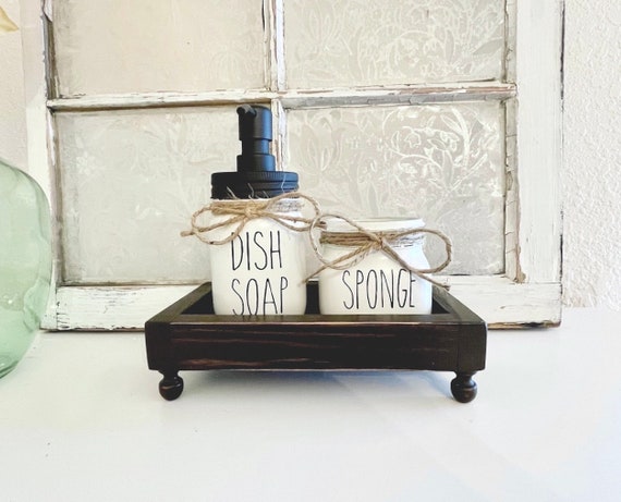 Kitchen Decor, Farmhouse Riser Sink Tray With Legs for Dish Soap