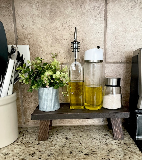 Kitchen Decor, Farmhouse Riser Sink Tray With Legs for Dish Soap Dispenser  Jar and Sponge Holder Jar 