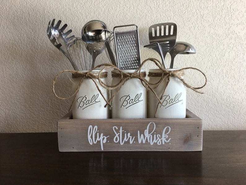 Flip, Stir, Whisk, Kitchen Decor, Utensils Holder, Mason Jar Utensils Holder, Mason Jar Utensils Caddy, Mason Jar Kitchen Decor, Farmhouse image 6