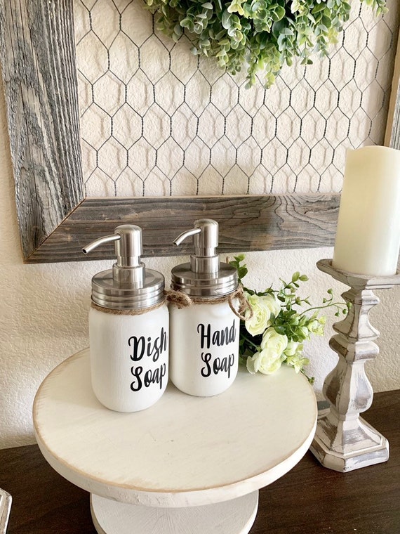 Kitchen Soap Dispenser, Farmhouse Kitchen Decor, Dish Soap Dispenser, Hand Soap  Dispenser, Painted Mason Jar Soap Dispenser, Farmhouse Decor 