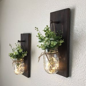 Home Decor, Mason Jar Sconces, Mason Jar Decor, Farmhouse Wall Decor, Rustic Wall Decor, Home Decor, Farmhouse Living Room Decor, Sconce image 8