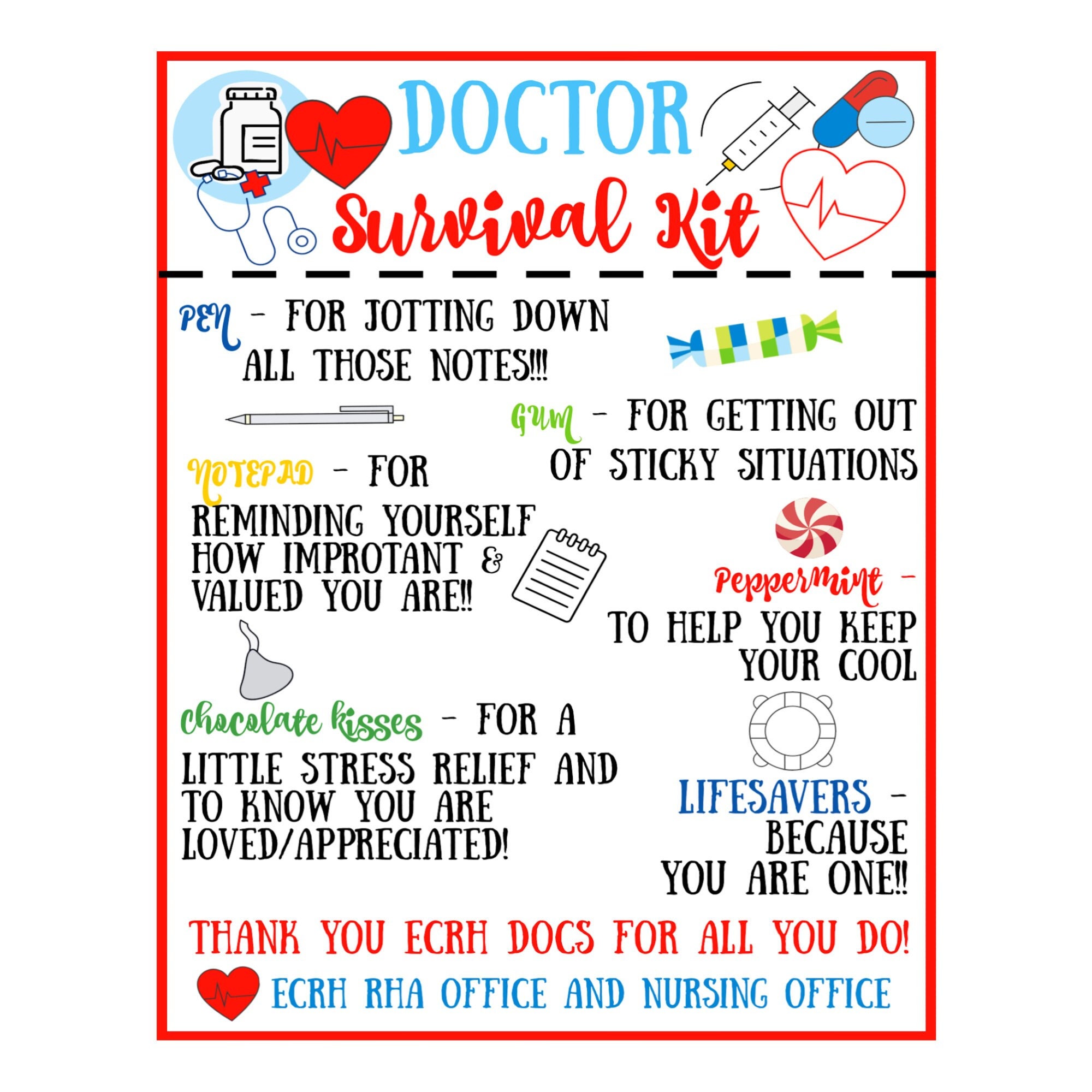 Doctor Survival Kit Printable - Etsy
