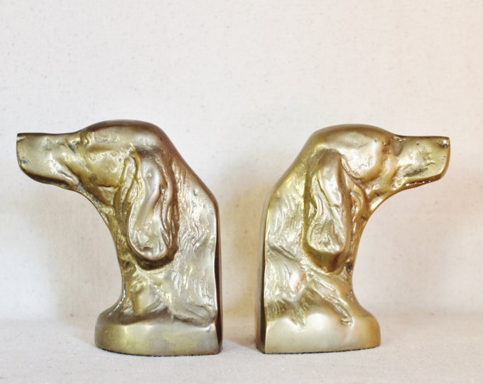 Pair of Stunning Vintage Brass Dog Bookends Etsy