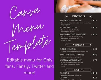 Only Fans Menu Template - Etsy