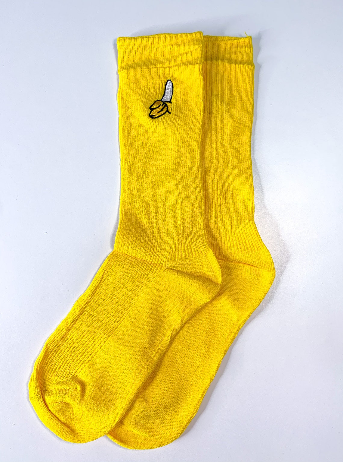 Banana fruiti crew socks funky yellow socks | Etsy