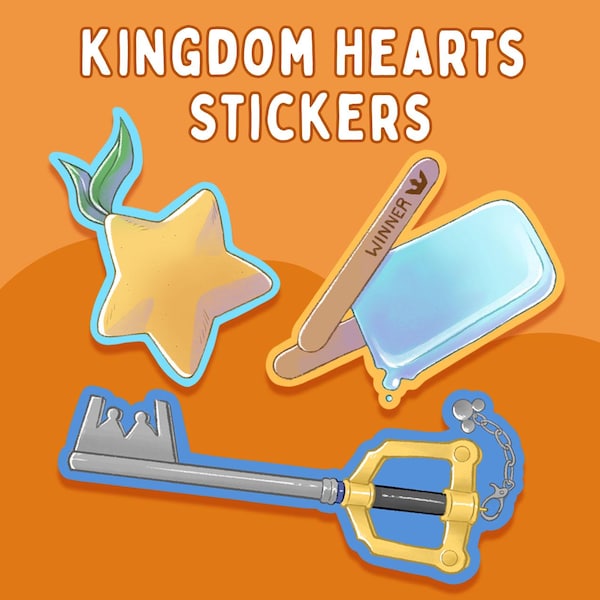 Kingdom Hearts Stickers | Sea Salt Ice Cream | Paopu Fruit | Kingdom Key