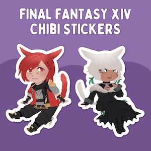 Final Fantasy XIV Chibi Matte Stickers | G&#39;raha Tia | Y&#39;shtola | FFXIV | FF14