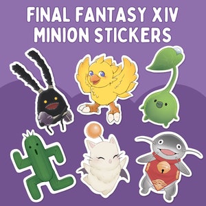 Final Fantasy XIV Minion Stickers | Chocobo | Cactuar | Moogle | Namazu | Spriggan | Korpokkur Kid