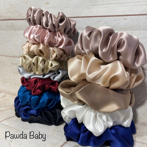 2 Pack 100% pure Mulberry silk scrunchie set with small and medium hair tie in organza bag for less frizz & kinks mothersday gift