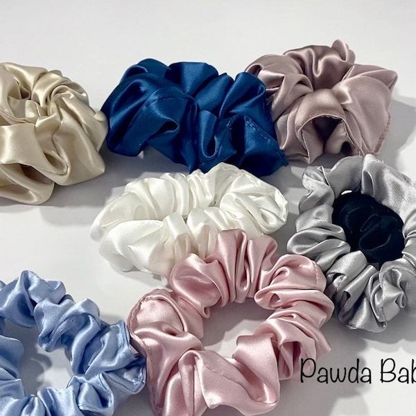 3 Pack 100% pure Mulberry silk scrunchie set with organza bag hair tie accessories for less frizz kinks mothersday gift made in Australia