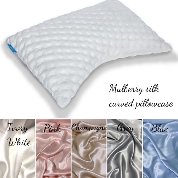 Mulberry silk curved pillowcase 100% silk 22 momme silk pillow cover handmade and designed in Australia