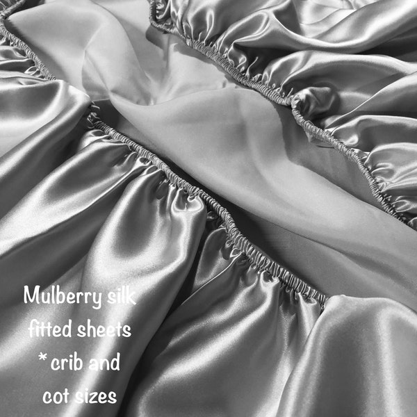 100% Mulberry silk fitted sheet hypoallergenic to reduce frizz and baby bald spots suitable for various beds made in Australia