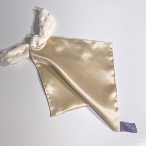Coperta di sicurezza per neonati in seta di gelso al 100%, con orecchie da coniglio e sacchetto per il bucato - regalo fatto a mano per baby shower