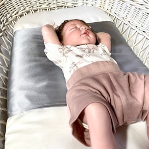100% Mulberry silk 22 momme bassinet semi sheet, silk slip, mulberry silk sleeve - no more bed head and baby bald spots, Made in Australia