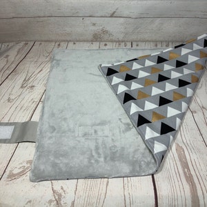 Large Waterproof Change mat traveling mat in Grey lrg triangles metallic Gold 