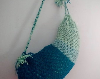 Crocheted Drawstring Beach Bag . PDF Instant Download
