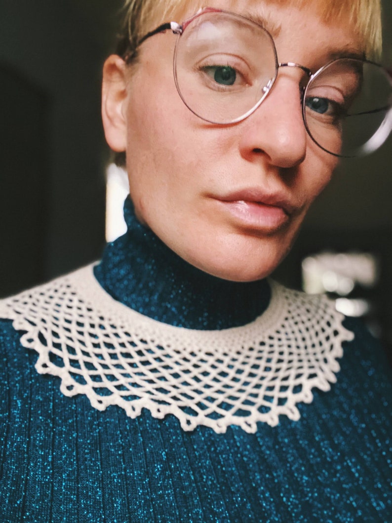 PDF Download: Lacy Crocheted RBG Collar image 1