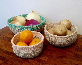 Crocheted Raffia Kitchen Bowls Pattern . PDF Instant Download