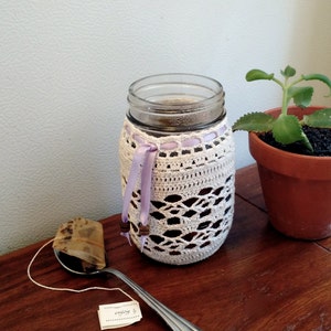 CROCHET PATTERN PDF Instant Download . Nordic Floral Patterned Pint Jar Cozy