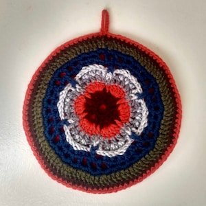 PDF Instant Download Crochet Pattern . Colorful Crocheted Pot Holder
