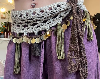 Crochet Fransen Taille Schal Muster | * PDF-Datei Sofortiger digitaler Download | Maschen Gürtel | Damen Stil |