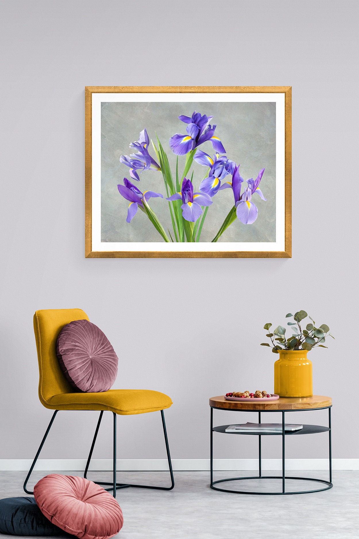 Purple Iris Flowers Gray Background Flower Art Print Flower - Etsy