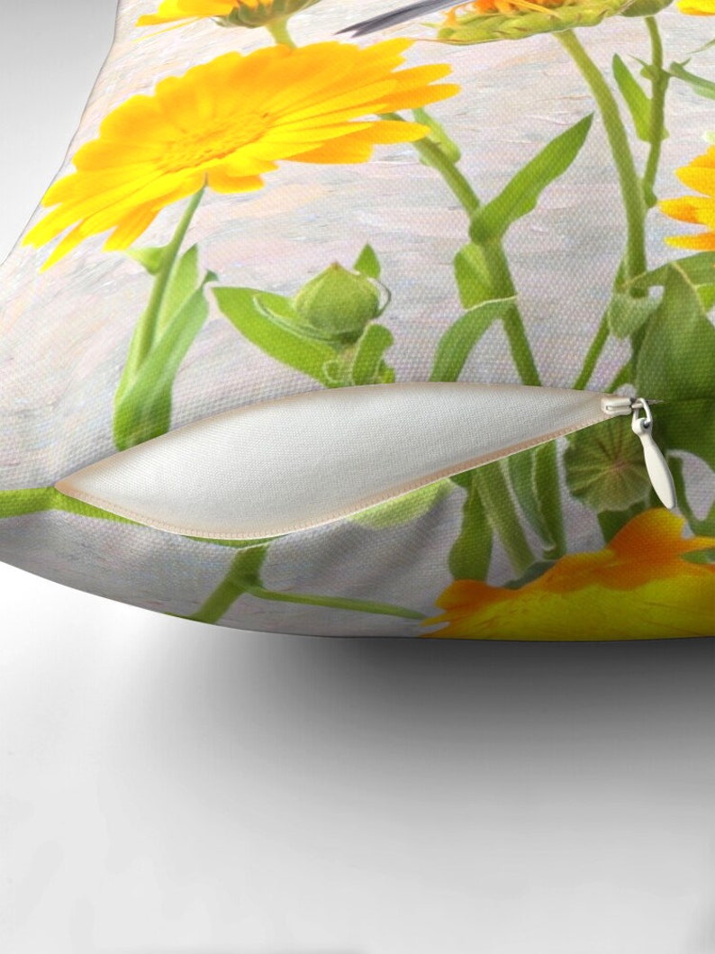 Tufted Titmouse Bird Gift Ideas Throw Pillow Yellow Marigold Accent Pillow Lumbar Cushion Home Decor Bird Photography Bird Lovers