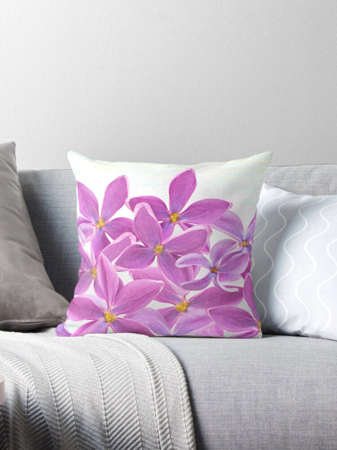 Pink Lilac Flowers Home Accent Pillow Lumbar Pillow Lilac Etsy