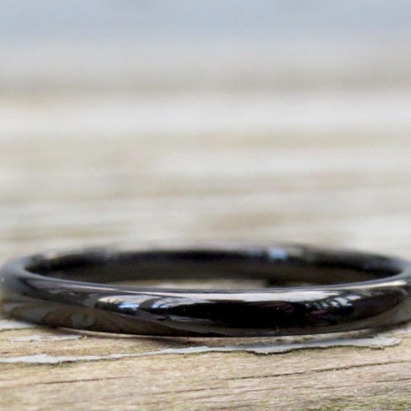 Simple Black Ring, Minimalist Ring, TITANIUM Ring, Thumb Ring, 2mm ring, Stacking Ring, friendship ring, promise ring, simple band