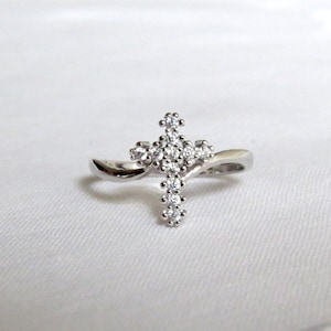 Christian Kreuz Ring, minimalistischering, Sterling Silberring, Zirkonia Kreuz Ring, Freundschaftsring, Christian Ring, religiösen Schmuck