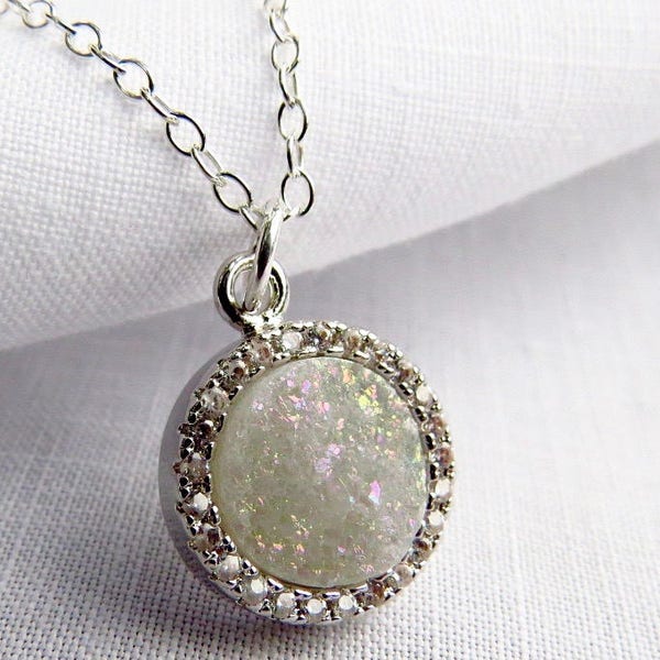 •HARMONY• druzy + silver necklace (18